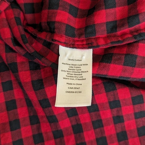Talbots Buffalo Check Shirt X Ruffle Mock Neck Long Sleeve Button Up Plaid Tunic - Picture 6 of 8